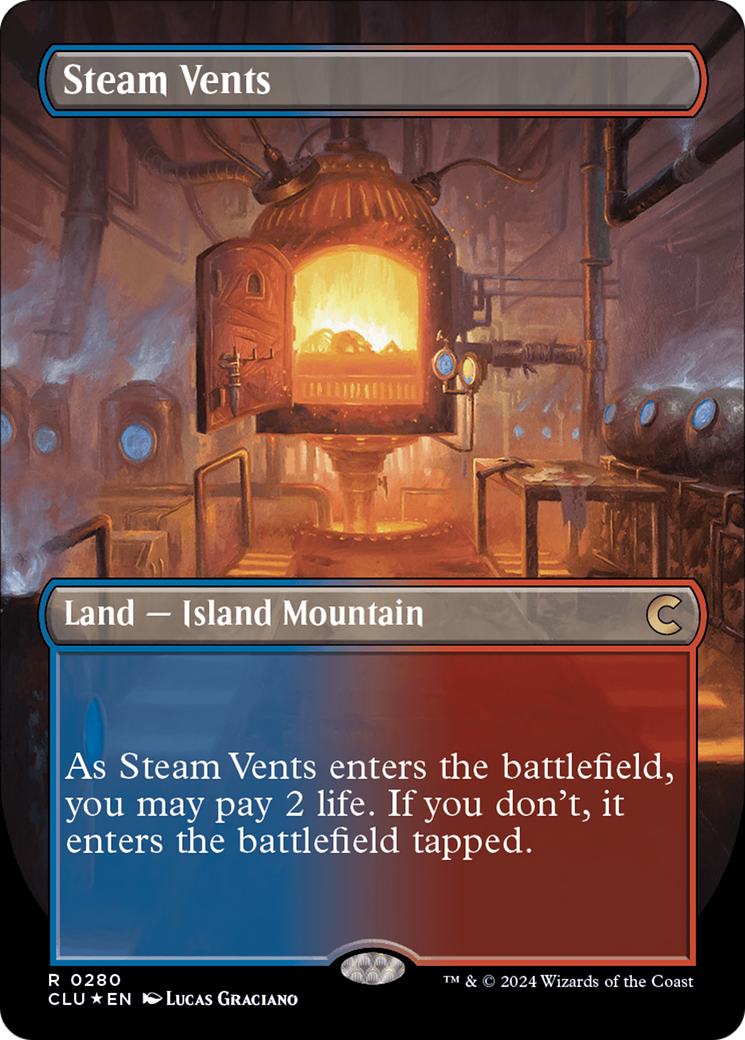 Steam Vents (Borderless) [Ravnica: Clue Edition] | Game Master's Emporium (The New GME)