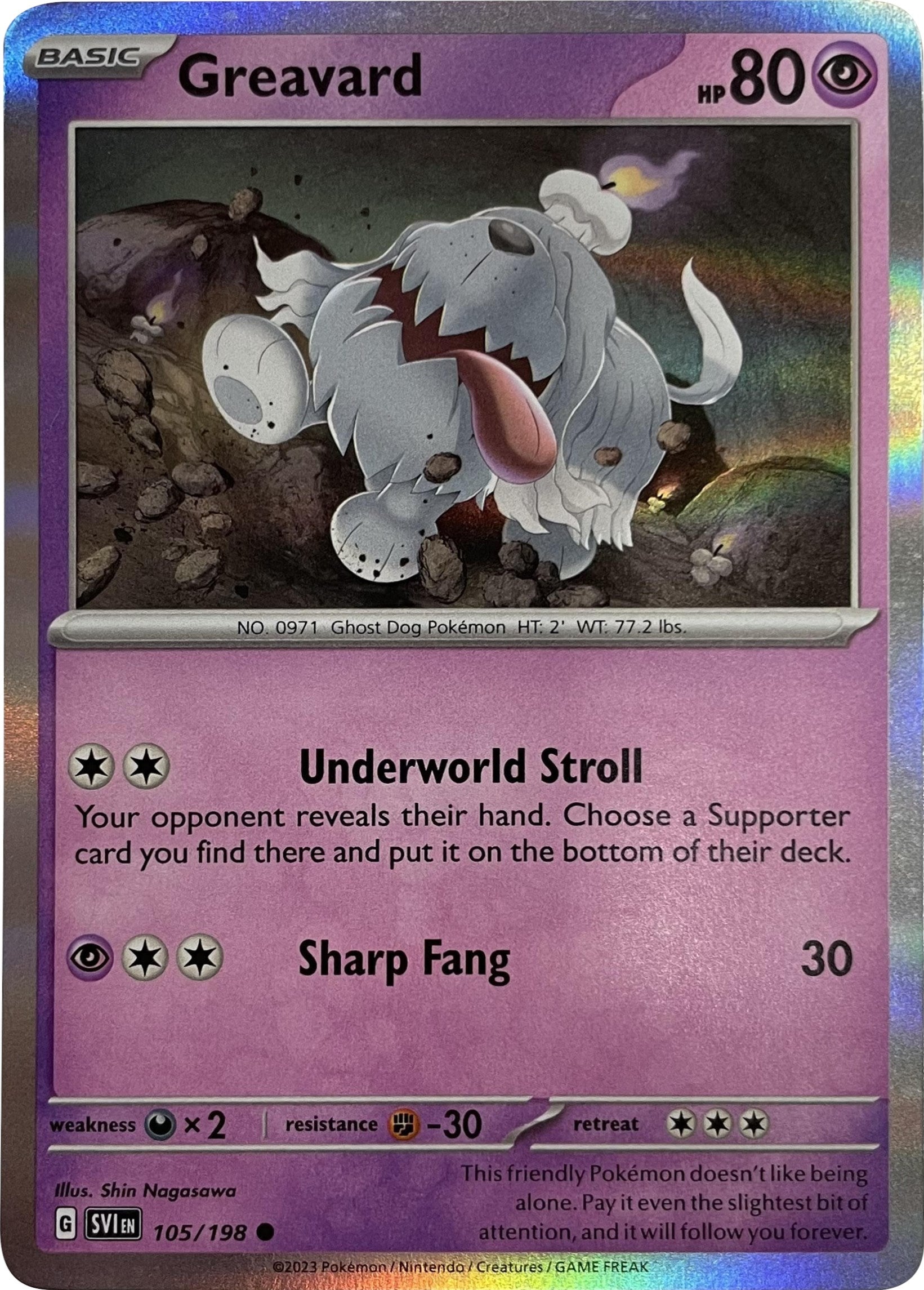 Greavard (105/198) (Mirage Holo) [Scarlet & Violet: Base Set] | Game Master's Emporium (The New GME)