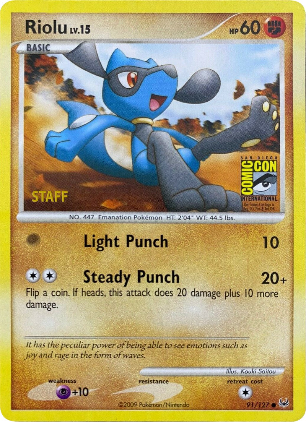 Riolu (91/127) (SDCC 2009) (Staff) [Platinum: Base Set] | Game Master's Emporium (The New GME)