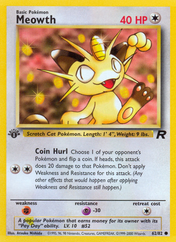 Meowth (62/82) [Team Rocket 1st Edition] | Game Master's Emporium (The New GME)