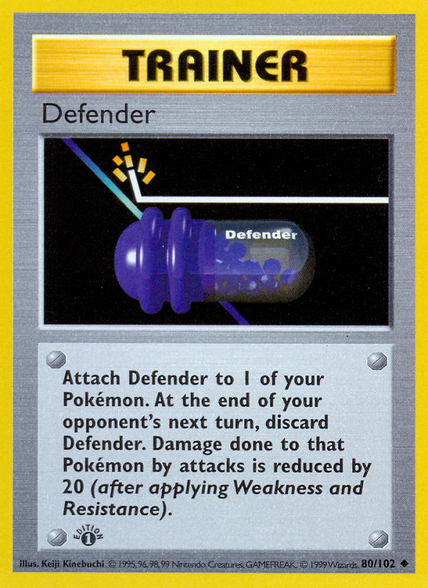 Defender (80/102) (Shadowless) [Base Set 1st Edition] | Game Master's Emporium (The New GME)