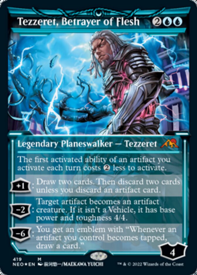 Tezzeret, Betrayer of Flesh (Showcase) (Foil Etched) [Kamigawa: Neon Dynasty] | Game Master's Emporium (The New GME)