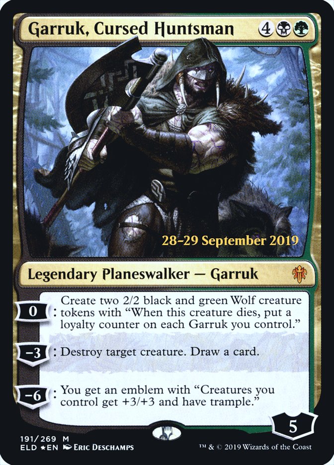 Garruk, Cursed Huntsman [Throne of Eldraine Prerelease Promos] | Game Master's Emporium (The New GME)