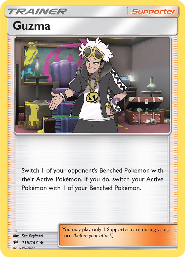 Guzma (115/147) (Regional Championships Staff) [Sun & Moon: Burning Shadows] | Game Master's Emporium (The New GME)