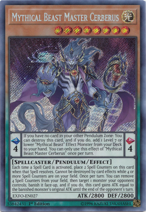 Mythical Beast Master Cerberus [EXFO-EN027] Secret Rare | Game Master's Emporium (The New GME)