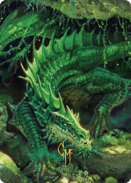 Lurking Green Dragon Art Card (Gold-Stamped Signature) [Commander Legends: Battle for Baldur's Gate Art Series] | Game Master's Emporium (The New GME)