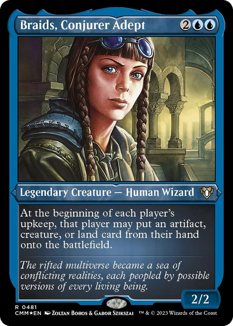 Braids, Conjurer Adept (Foil Etched) [Commander Masters] | Game Master's Emporium (The New GME)