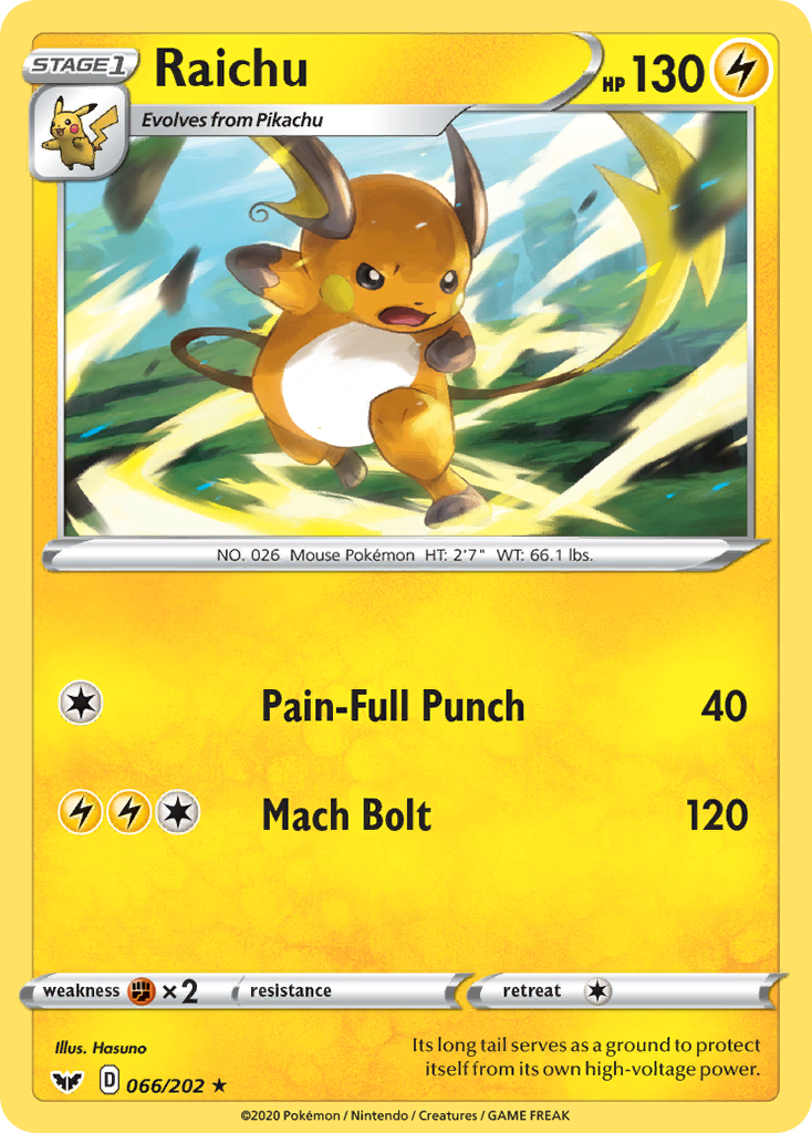 Raichu (066/202) [Sword & Shield: Base Set] | Game Master's Emporium (The New GME)