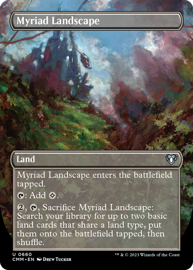 Myriad Landscape (Borderless Alternate Art) [Commander Masters] | Game Master's Emporium (The New GME)