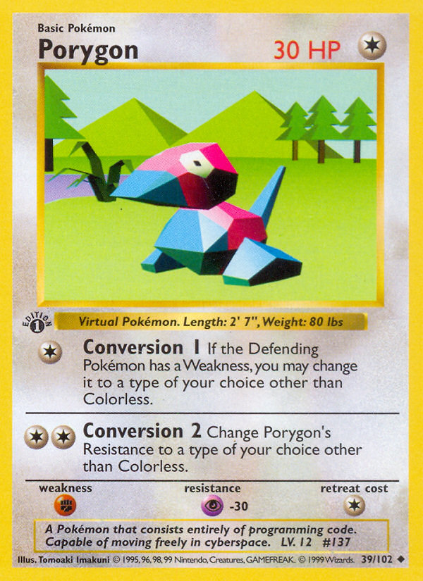 Porygon (39/102) (Shadowless) [Base Set 1st Edition] | Game Master's Emporium (The New GME)