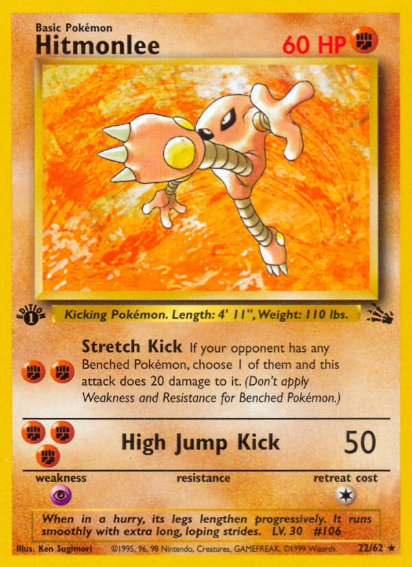 Hitmonlee (22/62) [Fossil 1st Edition] | Game Master's Emporium (The New GME)