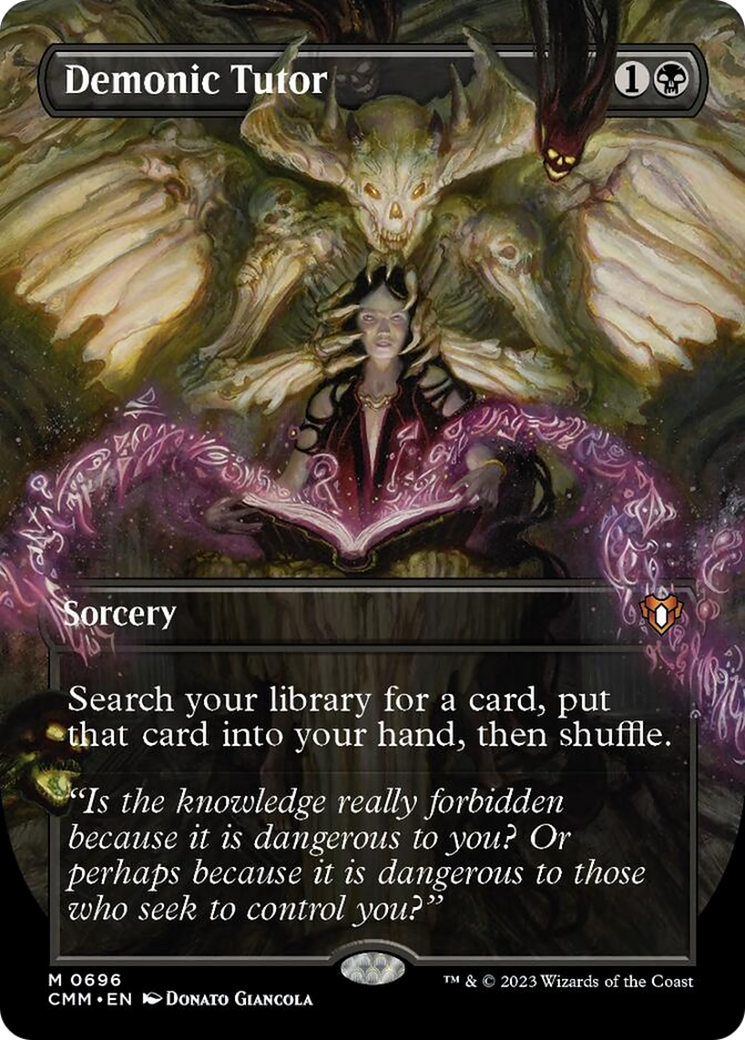 Demonic Tutor (Borderless Alternate Art) [Commander Masters] | Game Master's Emporium (The New GME)