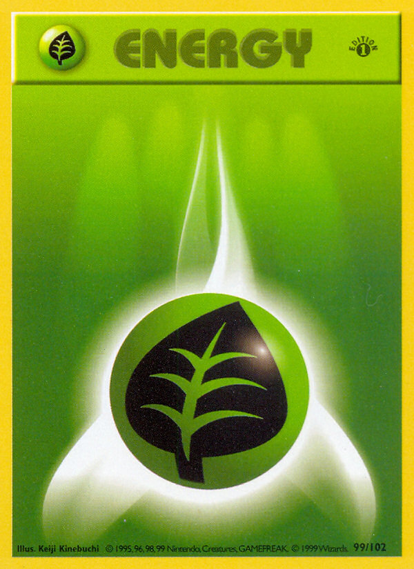 Grass Energy (99/102) (Shadowless) [Base Set 1st Edition] | Game Master's Emporium (The New GME)