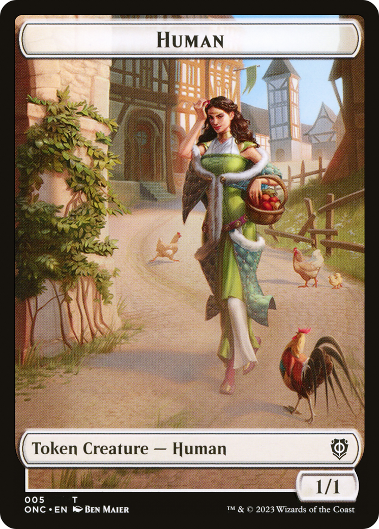 Human // Spirit Double-Sided Token [Phyrexia: All Will Be One Commander Tokens] | Game Master's Emporium (The New GME)