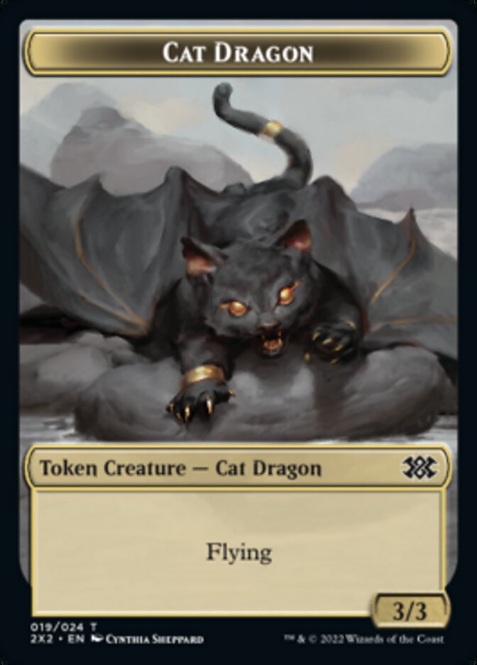 Cat Dragon // Soldier Double-Sided Token [Double Masters 2022 Tokens] | Game Master's Emporium (The New GME)