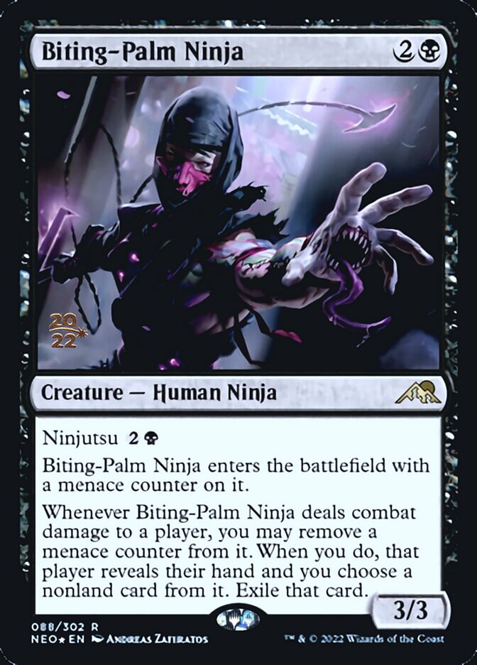 Biting-Palm Ninja [Kamigawa: Neon Dynasty Prerelease Promos] | Game Master's Emporium (The New GME)