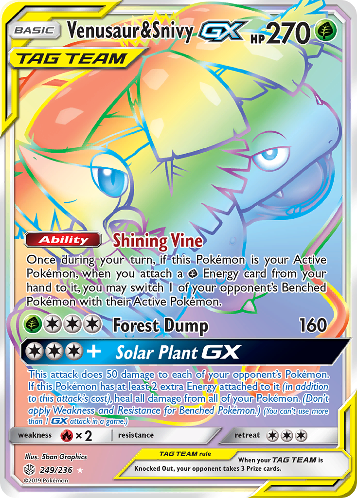 Venusaur & Snivy GX (249/236) [Sun & Moon: Cosmic Eclipse] | Game Master's Emporium (The New GME)