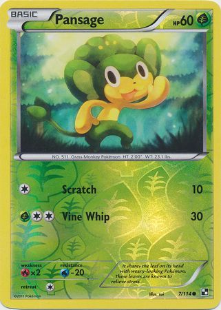 Pansage (7/114) (Energy Holo) [Black & White: Base Set] | Game Master's Emporium (The New GME)