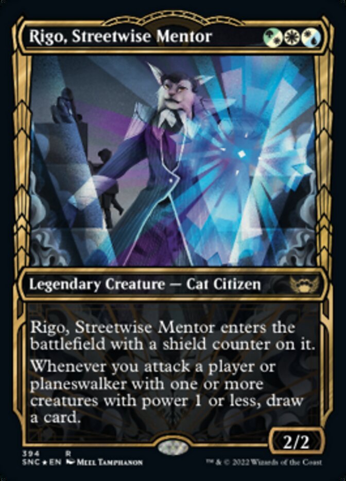 Rigo, Streetwise Mentor (Showcase Golden Age Gilded Foil) [Streets of New Capenna] | Game Master's Emporium (The New GME)