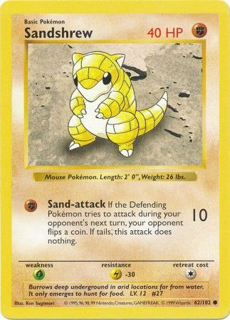 Sandshrew (62/102) [Base Set Shadowless Unlimited] | Game Master's Emporium (The New GME)