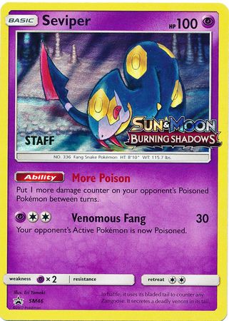 Seviper (SM46) (Staff Prerelease Promo) [Sun & Moon: Black Star Promos] | Game Master's Emporium (The New GME)