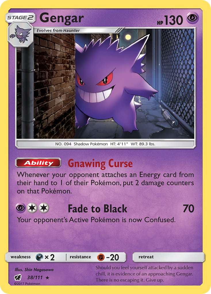 Gengar (38/111) (Prerelease Kit Exclusive) (Theme Deck Exclusive) [Sun & Moon: Crimson Invasion] | Game Master's Emporium (The New GME)