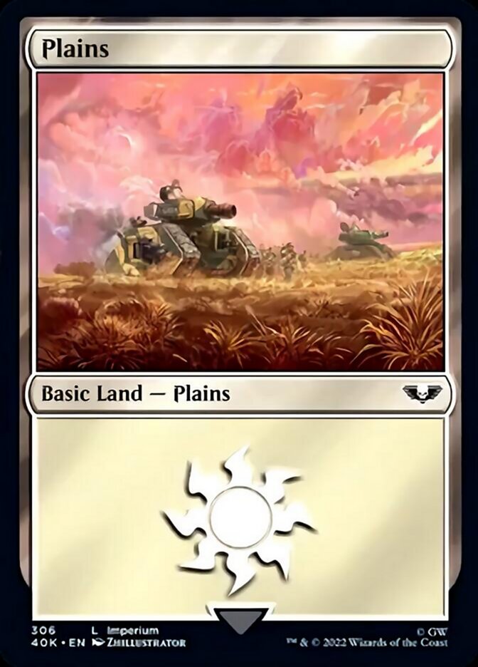 Plains (306) (Surge Foil) [Warhammer 40,000] | Game Master's Emporium (The New GME)