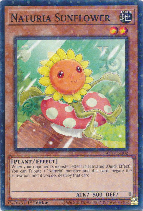 Naturia Sunflower (Duel Terminal) [HAC1-EN102] Parallel Rare | Game Master's Emporium (The New GME)