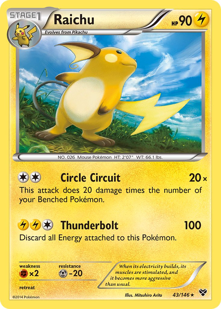 Raichu (43/146) (Battle Arena Deck Exclusive) (Theme Deck Exclusive) [XY: Base Set] | Game Master's Emporium (The New GME)