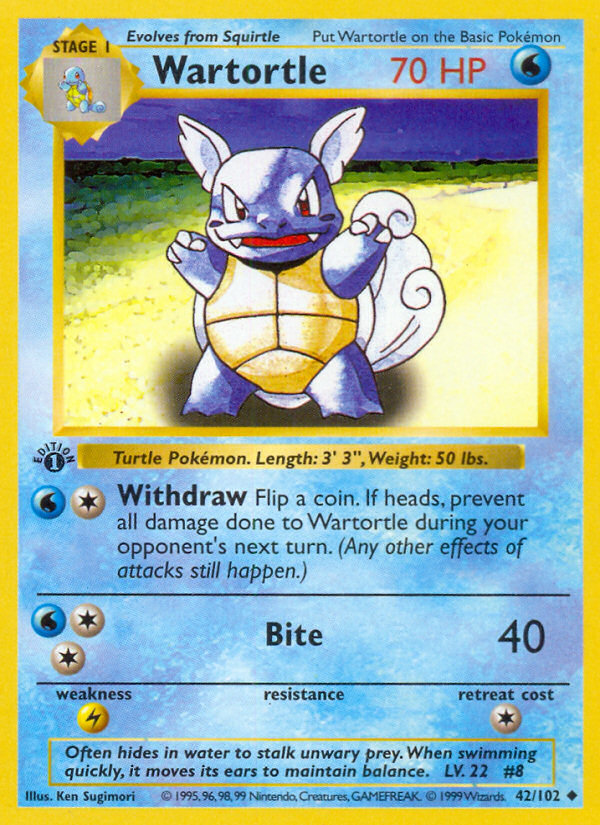 Wartortle (42/102) (Shadowless) [Base Set 1st Edition] | Game Master's Emporium (The New GME)