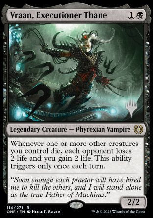 Vraan, Executioner Thane (Promo Pack) [Phyrexia: All Will Be One Promos] | Game Master's Emporium (The New GME)