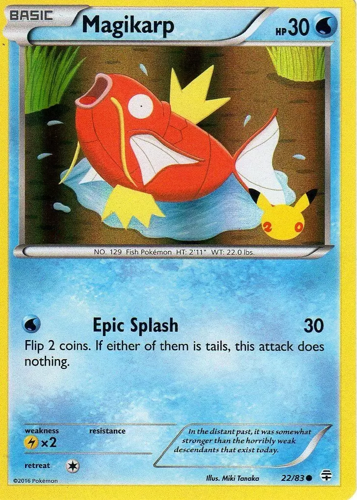 Magikarp (22/83) (20th Anniversary Stamp) [XY: Generations] | Game Master's Emporium (The New GME)