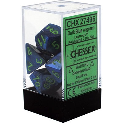 Chessex 7 Dice Lustrous Dark Blue/Green Dice | Game Master's Emporium (The New GME)