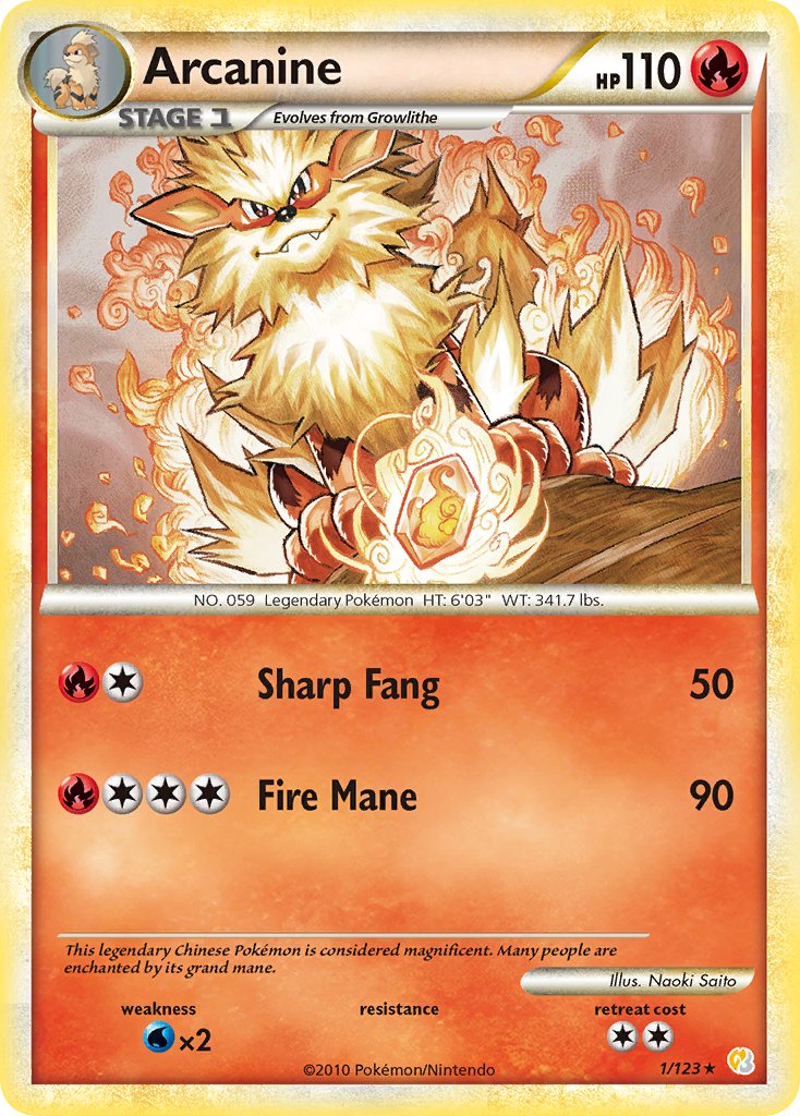 Arcanine (1/123) (Theme Deck Exclusive) [HeartGold & SoulSilver: Base Set] | Game Master's Emporium (The New GME)