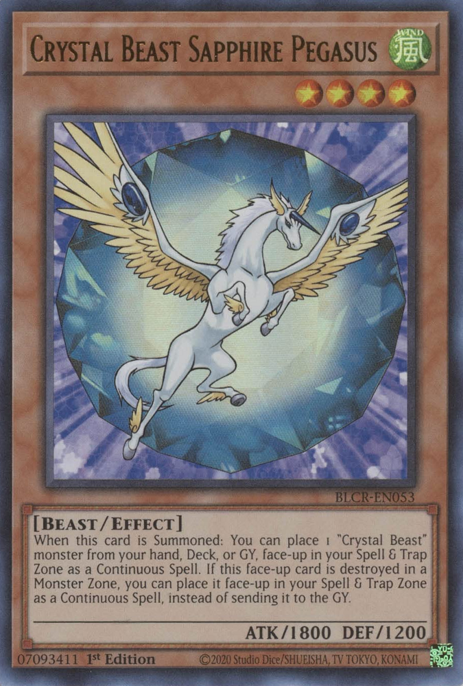 Crystal Beast Sapphire Pegasus [BLCR-EN053] Ultra Rare | Game Master's Emporium (The New GME)