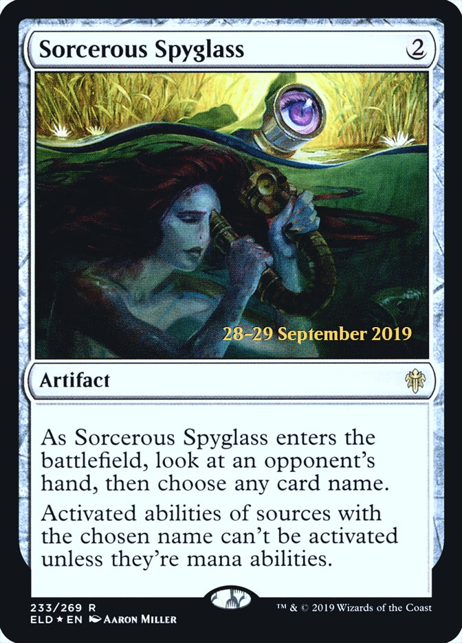 Sorcerous Spyglass [Throne of Eldraine Prerelease Promos] | Game Master's Emporium (The New GME)