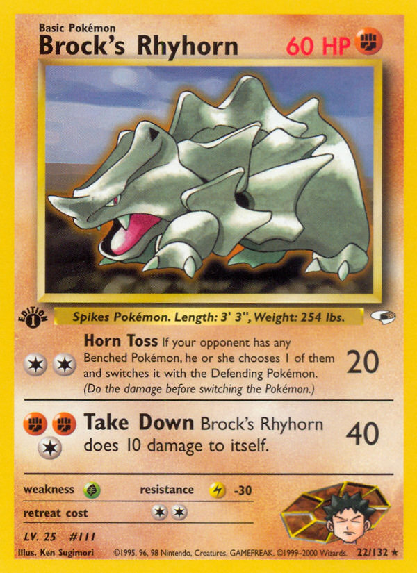 Brock's Rhyhorn (22/132) [Gym Heroes 1st Edition] | Game Master's Emporium (The New GME)