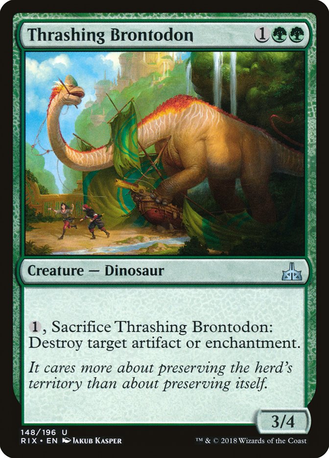 Thrashing Brontodon [Rivals of Ixalan] | Game Master's Emporium (The New GME)