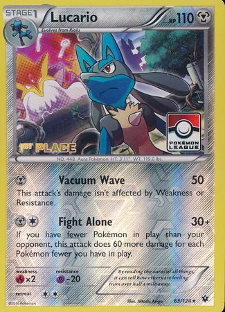 Lucario (63/124) (League Promo 1st Place) [XY: Fates Collide] | Game Master's Emporium (The New GME)