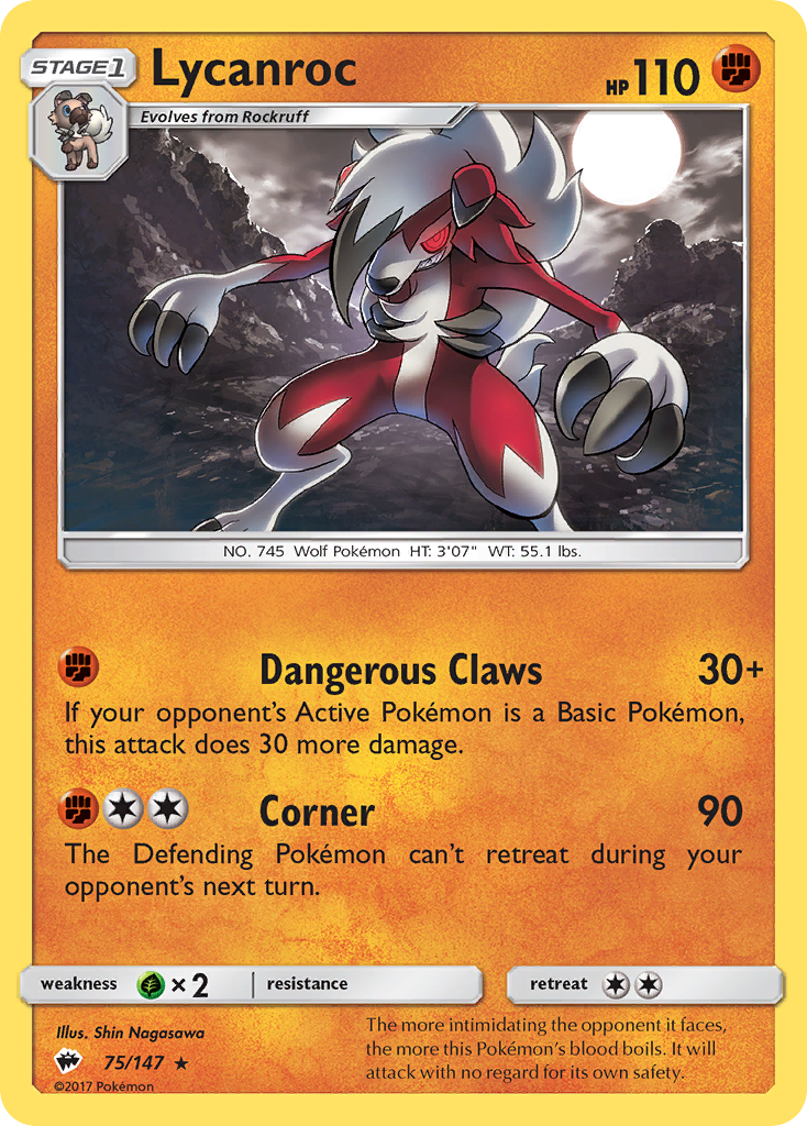 Lycanroc (75/147) [Sun & Moon: Burning Shadows] | Game Master's Emporium (The New GME)