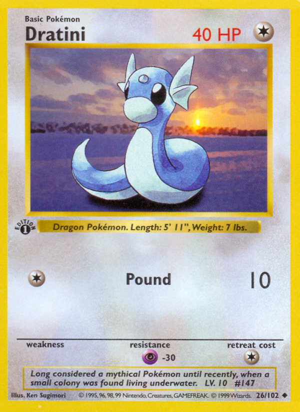 Dratini (26/102) (Shadowless) [Base Set 1st Edition] | Game Master's Emporium (The New GME)