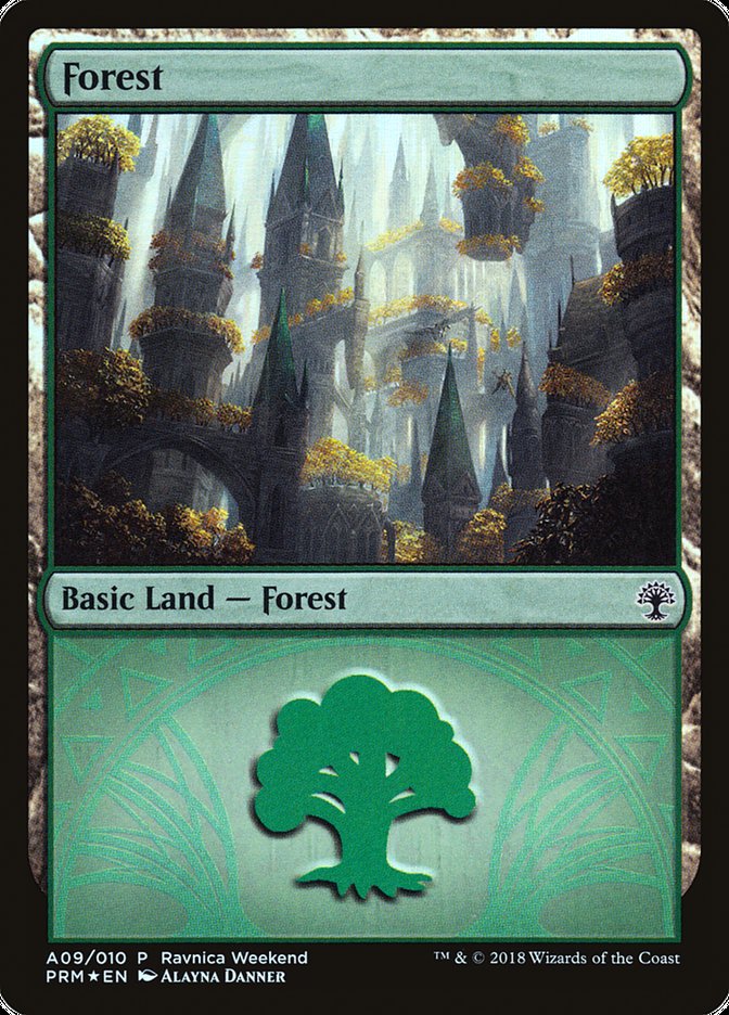 Forest (A09) [Ravnica Allegiance Ravnica Weekend] | Game Master's Emporium (The New GME)