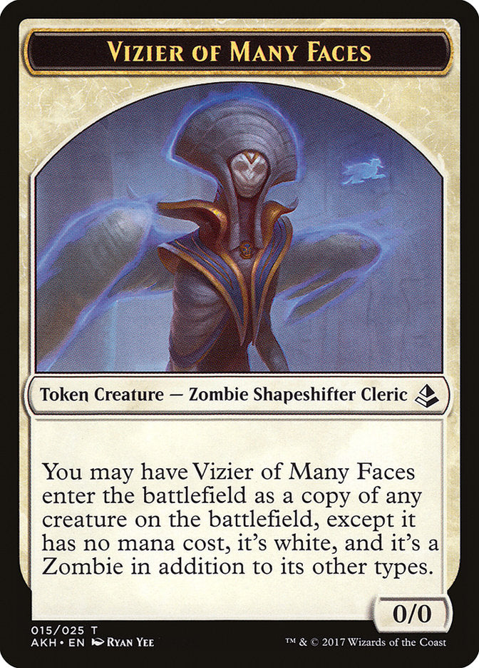 Vizier of Many Faces // Zombie Double-Sided Token [Amonkhet Tokens] | Game Master's Emporium (The New GME)