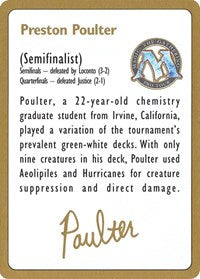 1996 Preston Poulter Biography Card [World Championship Decks] | Game Master's Emporium (The New GME)