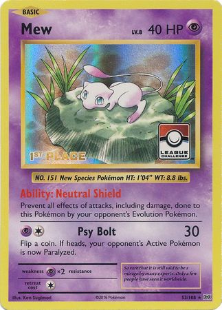 Mew (53/108) (League Promo 1st Place) [XY: Evolutions] | Game Master's Emporium (The New GME)