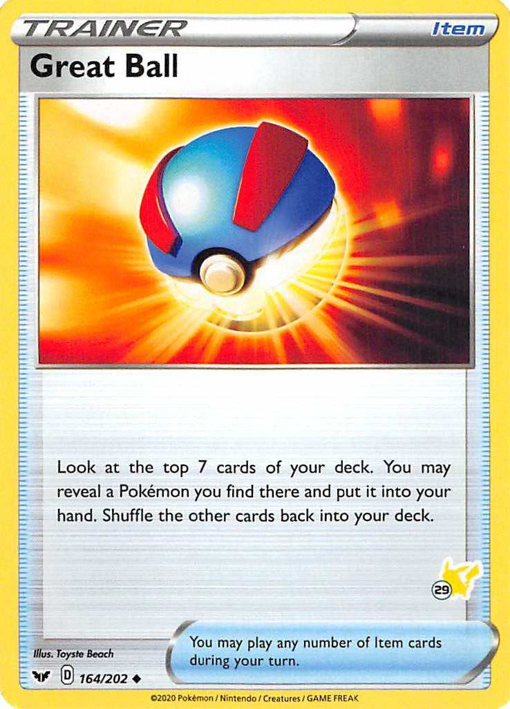 Great Ball (164/202) (Pikachu Stamp #29) [Battle Academy 2022] | Game Master's Emporium (The New GME)