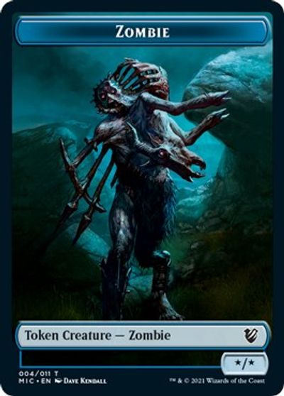 Zombie (005) // Zombie (004) Double-Sided Token [Innistrad: Midnight Hunt Commander Tokens] | Game Master's Emporium (The New GME)