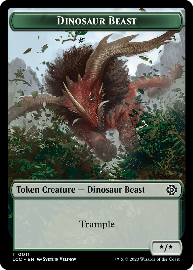 Dinosaur Beast // Dinosaur Double-Sided Token [The Lost Caverns of Ixalan Commander Tokens] | Game Master's Emporium (The New GME)