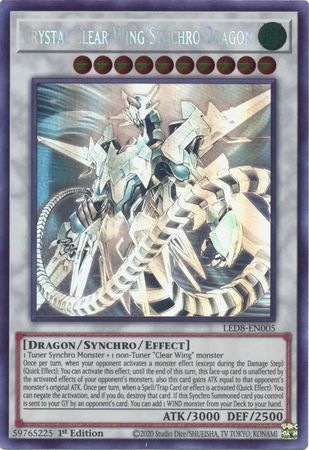 Crystal Clear Wing Synchro Dragon [LED8-EN005] Ghost Rare | Game Master's Emporium (The New GME)