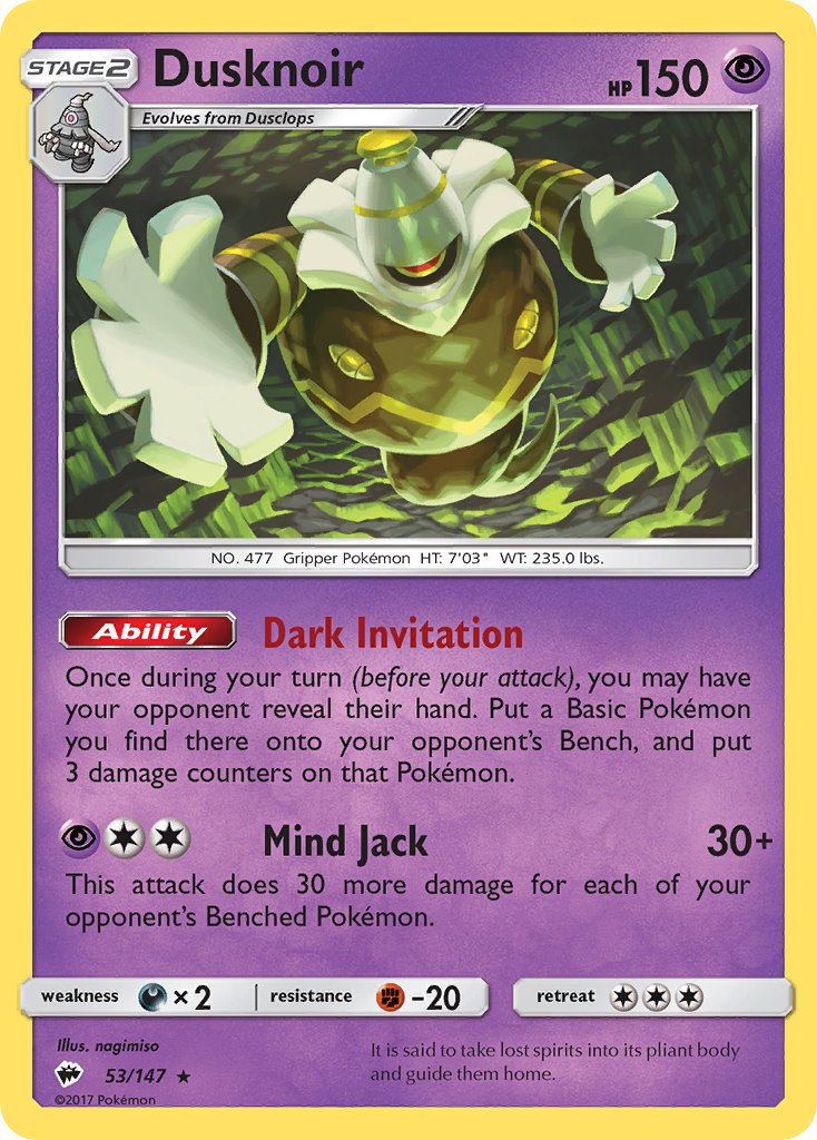 Dusknoir (53/147) (Theme Deck Exclusive) [Sun & Moon: Burning Shadows] | Game Master's Emporium (The New GME)